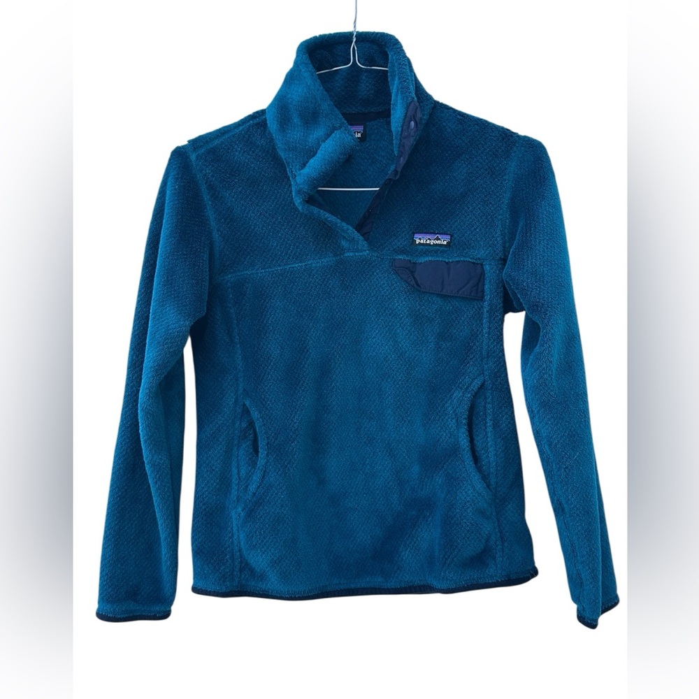 Patagonia Women’s Deep Teal Fleece Snap Pullover Snap T - Small
